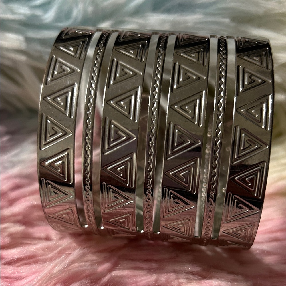 Silver Geometric Cuff Bracelet